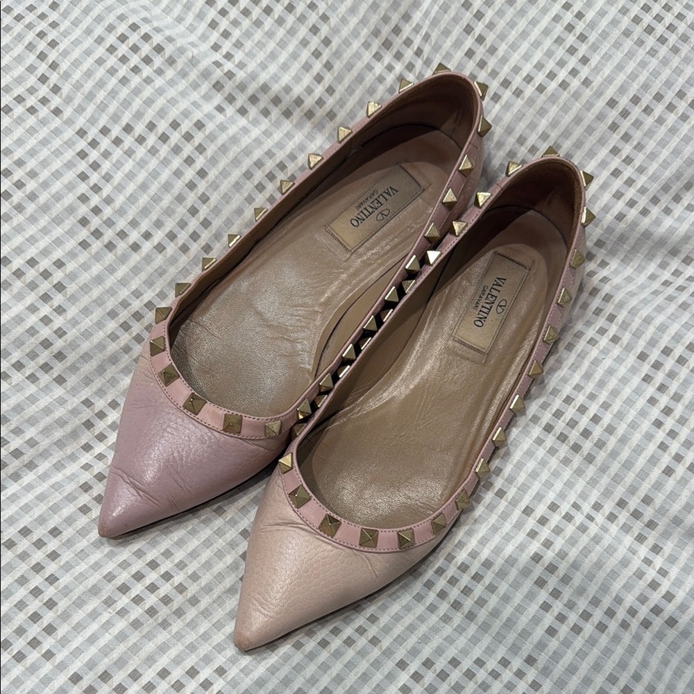 Valentino Blush Pink Studded Flats